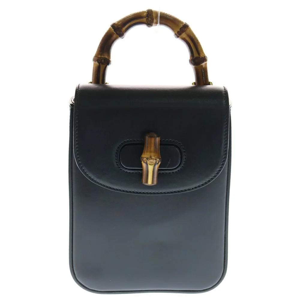 GUCCI Bamboo Hand Shoulder Bag Black